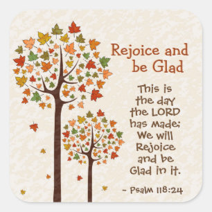 Psalm 118:24 This is the Day, Autumn Trees Square Sticker