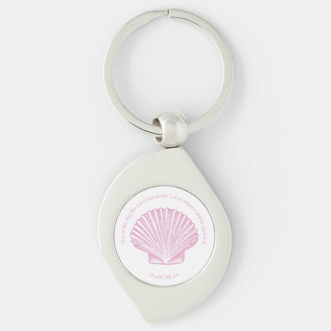 Psalm 118:24 This is the Day with Seashell Keychain (Front)