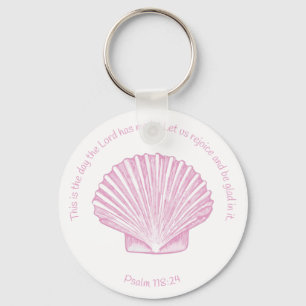 Psalm 118:24 This is the Day with Seashell Keychain