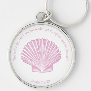 Psalm 118:24 This is the Day with Seashell Keychain