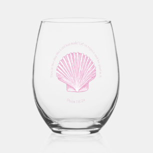 Psalm 118:24 This is the Day with Seashell Stemless Wine Glass