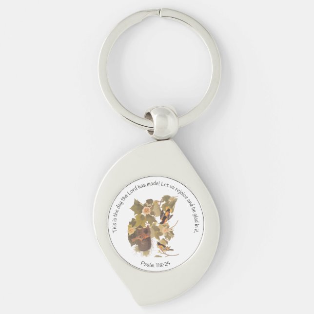 Psalm 118:24 with Baltimore Oriole Family Keychain (Front)