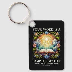 Psalm 119:105 Your Word Is A Lamp Bible verse Keychain