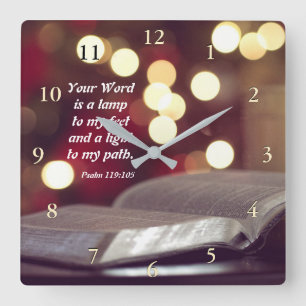 Psalm 119:105 Your Word is a Lamp to my Feet Square Wall Clock