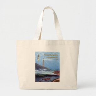 Psalm 119 Christian lighthouse gifts Large Tote Bag