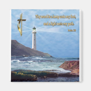 Psalm 119  Christian lighthouse  Magnet