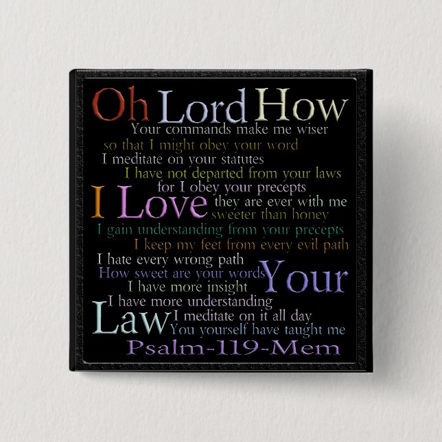 Psalm 119 Mem Stone Tablet 2 Inch Square Button (Front)