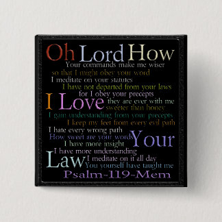 Psalm 119 Mem Stone Tablet 2 Inch Square Button