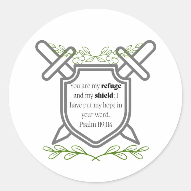 Psalm 119 Refuge & Shield Classic Round Sticker (Front)