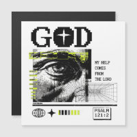 Psalm 121:2 Neon Lime Eye Of God CRT Glitch Art