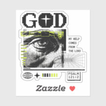 Psalm 121:2 Neon Lime Eye Of God CRT Glitch Art