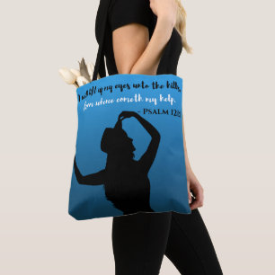Psalm 121 Blue & Black Tote Bag