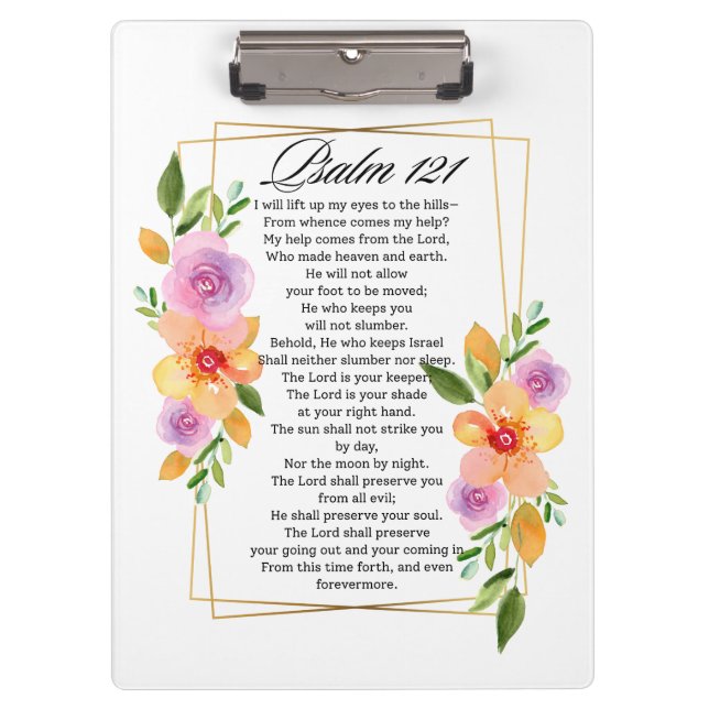 Psalm 121 Floral Geometric Frame Clipboard (Front)