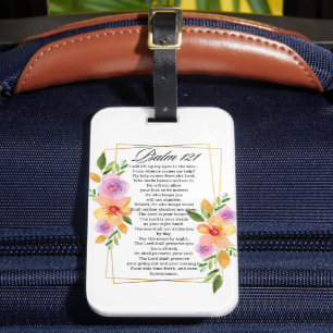 Psalm 121 Floral Geometric Frame Luggage Tag
