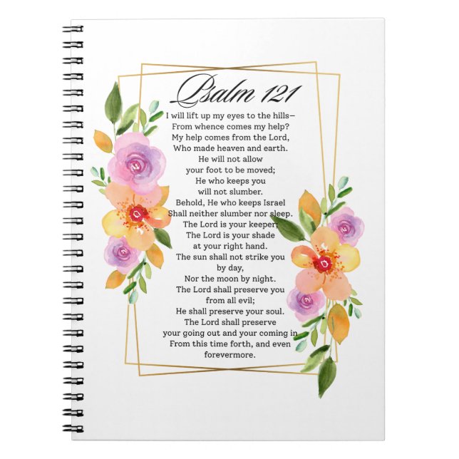 Psalm 121 Floral Geometric Frame Notebook (Front)
