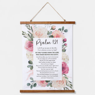Psalm 121 I will lift up my eyes Floral Bible Hanging Tapestry