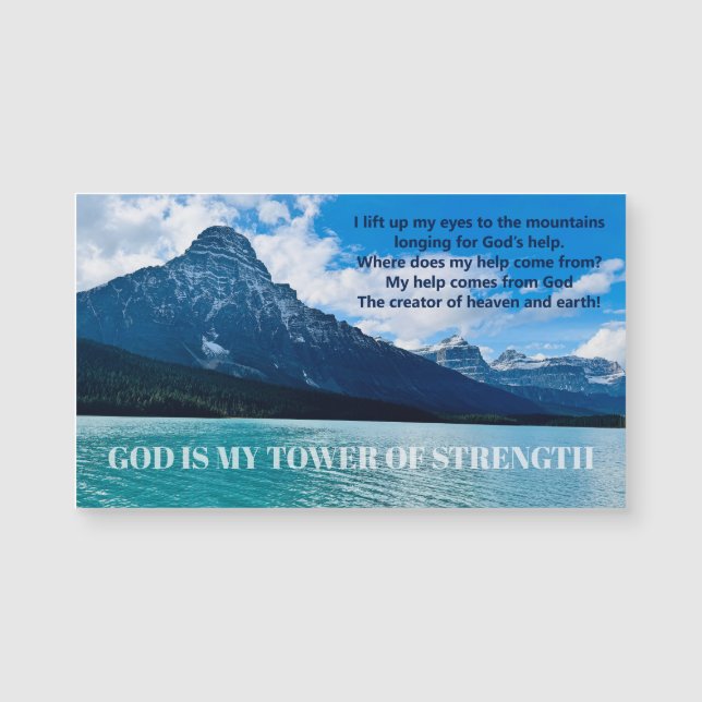 Psalm 121 Inspirational Mountain Lake Photo Magnet (Front)