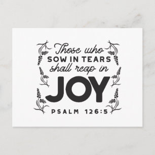 Psalm 126:5 Scripture Typography – Reap in Joy Holiday Postcard