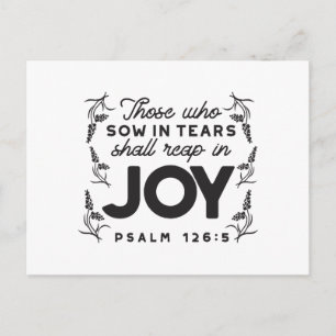 Psalm 126:5 Scripture Typography – Reap in Joy Postcard