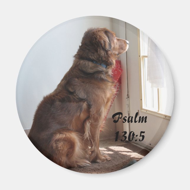 Psalm 130:5 Dog Window Magnet (Front)