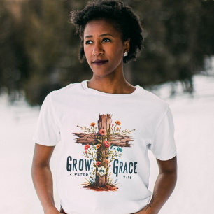 Psalm 136:1 2 Peter 3:18 Christian Bible Quote T-Shirt