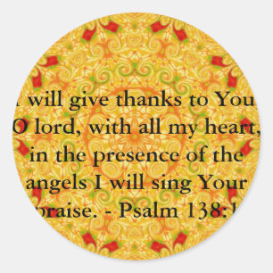 Psalm 138:1 classic round sticker