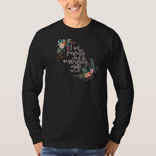 Psalm 13914 Bible Scripture Fearfully And Wonderfu T-Shirt (Front)