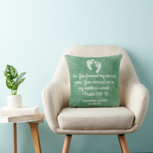 Psalm 139:13 Christian Baby Personalized Nursery Throw Pillow