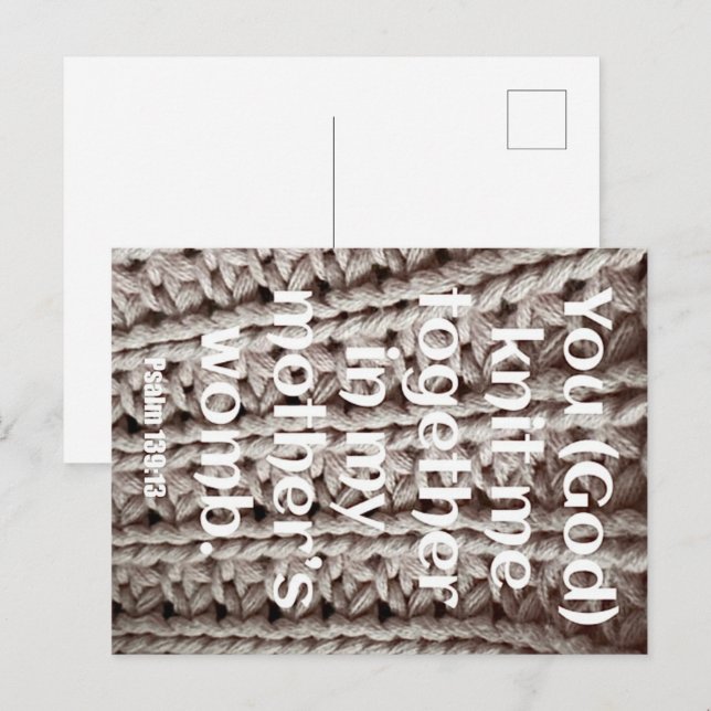 Psalm 139:13 You knit me together scripture card (Front/Back)