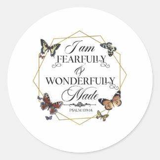 Psalm 139 14 Christian Bible Verse Quote Classic Round Sticker