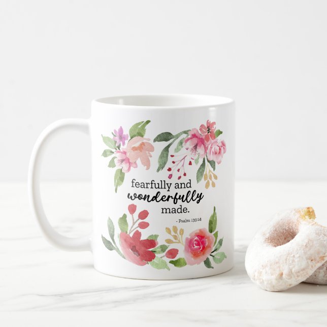 Psalm 139:14 - Fearfully and Wonderfully Made Coffee Mug (With Donut)