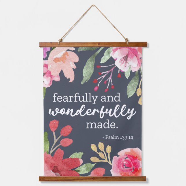 Psalm 139:14 - Fearfully and Wonderfully Made Hanging Tapestry (Front)