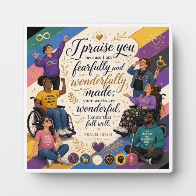 Psalm 139:14 - Fearfully and Wonderfully Made | In Plaque (Front)
