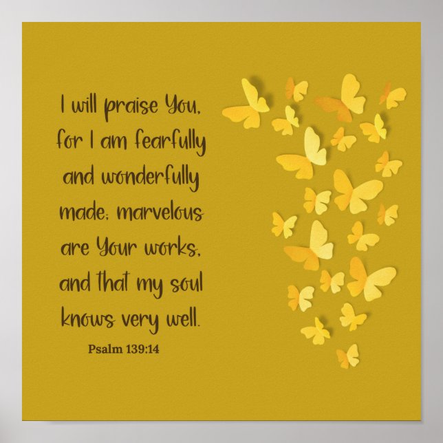 Psalm 139:14 Fearfully and Wonderfully Made  Poster (Front)