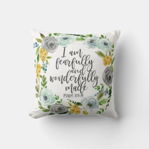 Psalm 139:14 Fearfully and Wonderfully magnet card Throw Pillow
