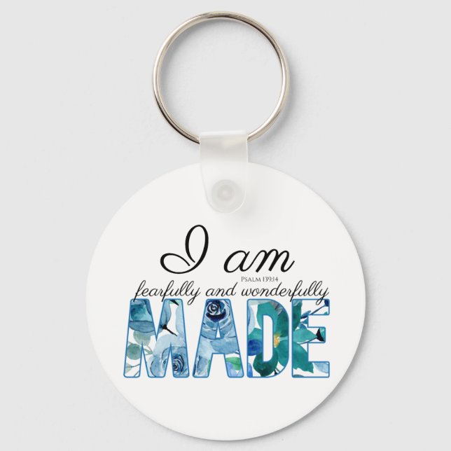 Psalm 139:14 Fearfully & Wonderfully Made Keychain (Front)