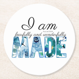 Psalm 139:14 Fearfully & Wonderfully Made Round Paper Coaster