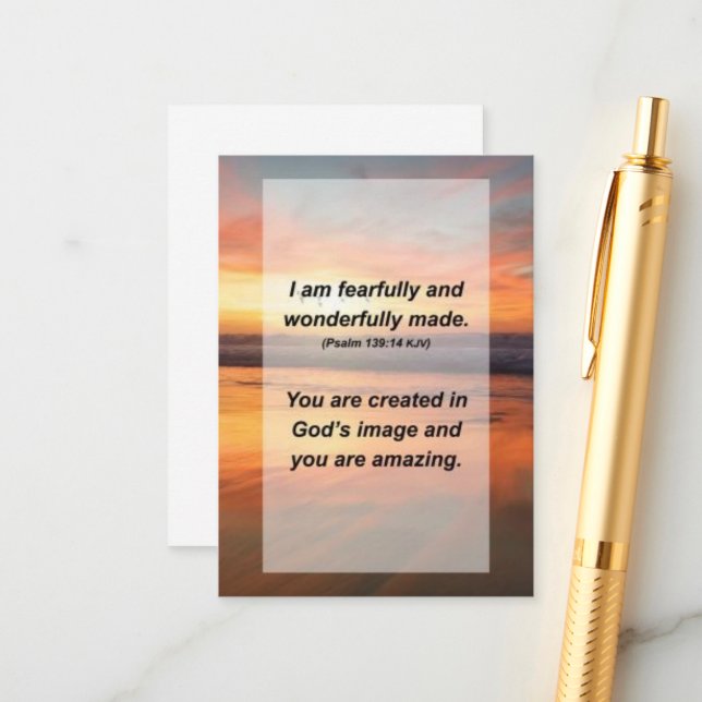 Psalm 139:14 I am fearfully and wonderfully made Enclosure Card (Front/Back In Situ)