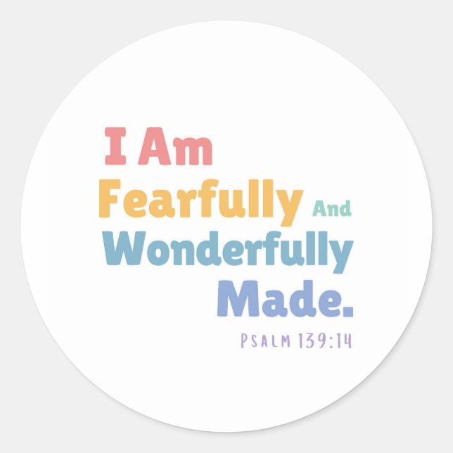 Psalm 139:14 Kids Bible Verse Christian Nursery Classic Round Sticker (Front)