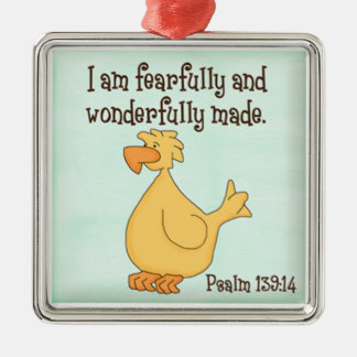 psalm 139:14 kids christian yellow duck metal ornament