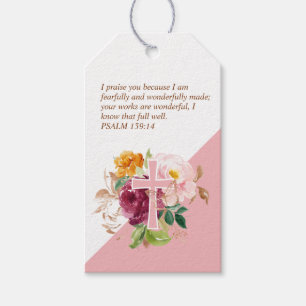 Psalm 139:14 Pink Watercolor Floral Gift Tags