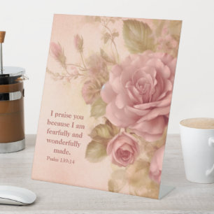 Psalm 139:14 Rose Pedestal Sign