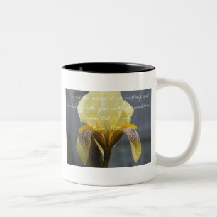 Psalm 139:14 Yellow Zebra Iris Two-Tone Coffee Mug