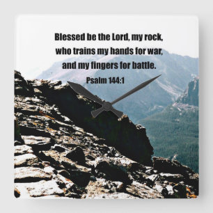 Psalm 144:1  Blessed  be the Lord... Square Wall Clock