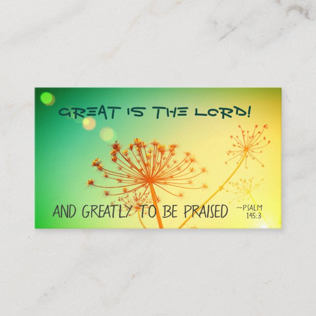 Psalm 145:3 Great is the Lord, Bible Verse Business Card (Front)