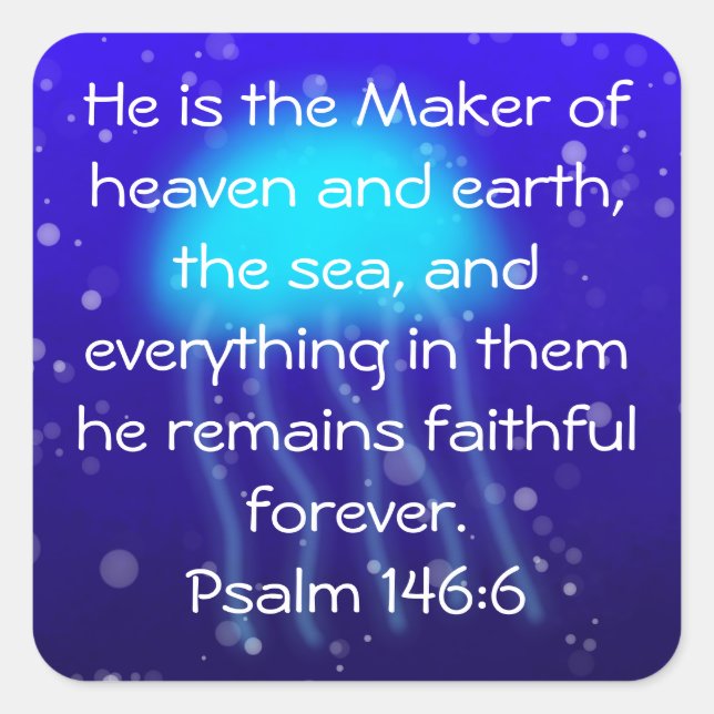 Psalm 146:6 Blue Jellyfish Sticker (Front)
