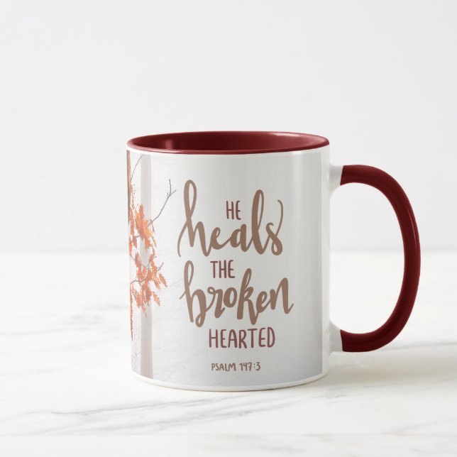 Psalm 147:3 He Heals the Broken Hearted Mug (Right)
