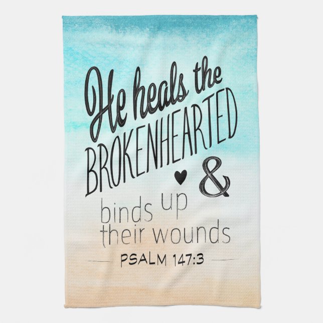 Psalm 147:3 He Heals the Brokenhearted Kitchen Towel (Vertical)