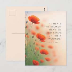 Psalm 147:3 He Heals the Brokenhearted Scripture Postcard