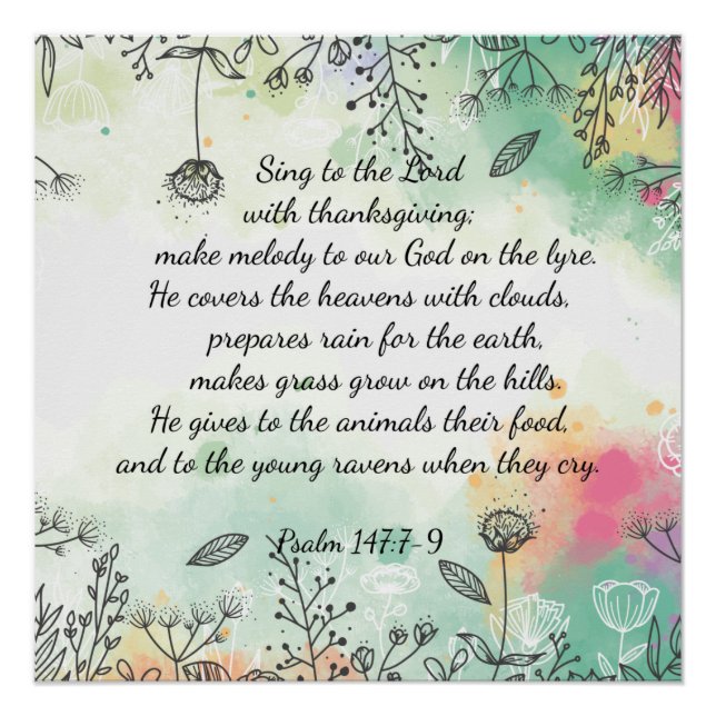 Psalm 147:7-9  poster (Front)